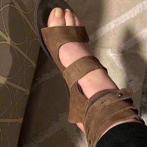 Free People sandals. Brown. Wrap. Cute! Size 39.
